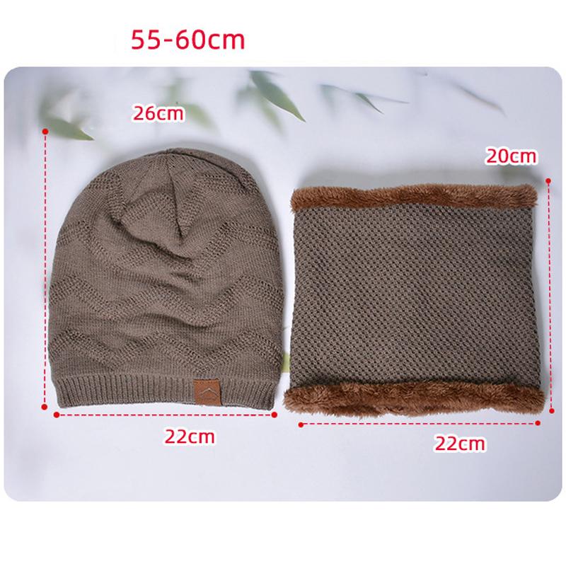 Toamnă Iarnă Bărbați Skullies Beanies Femei Șapcă eșarfă Costum Pulover de catifea Șapcă în aer liber tricotată caldă Lână Șapcă mânecă