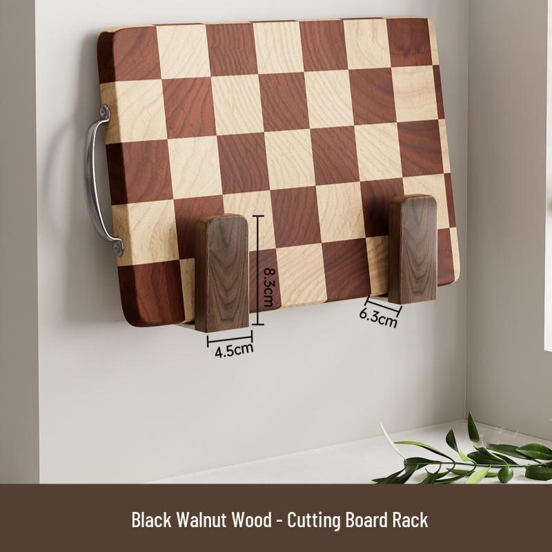 Walnut Wall-Mounted Spice Rack & Multi-Layer Kitchen Storage for Knives, Cookware, Chopsticks, and Spoons – No-Drill Installation