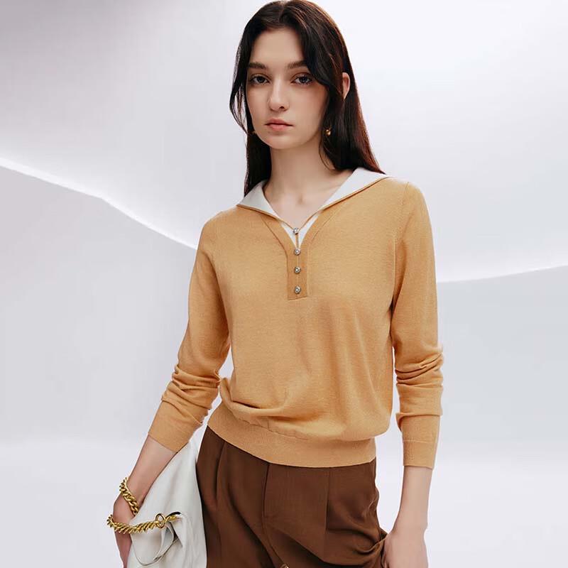 JESSIE Women's Faux Two-Piece Pullover Knit Sweater