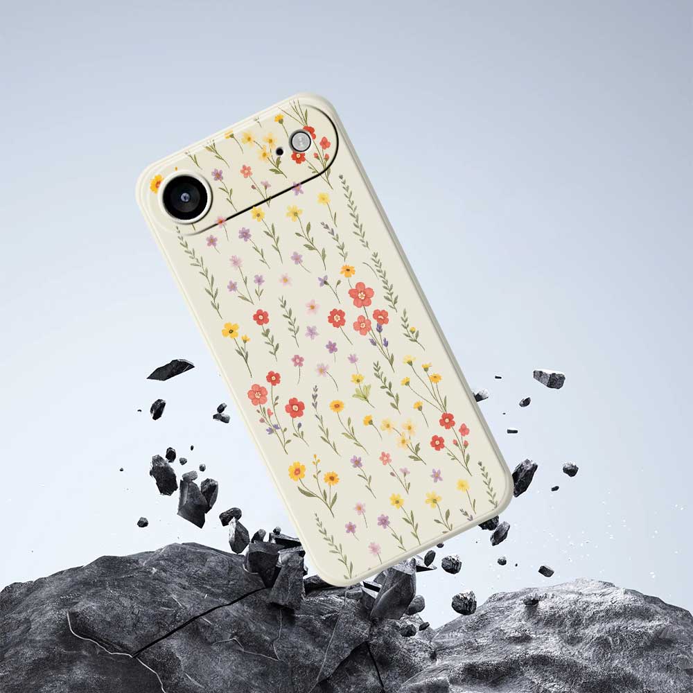 For iPhone 17 Air Case Flowers and Grass Pattern Printing Straight Edge TPU Phone Back Cover