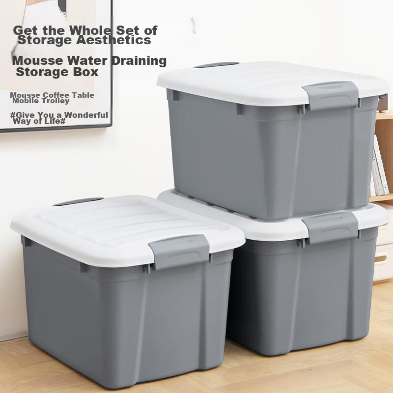 Xitianlong Plastic Storage Box for Moving, Car Organizer, 24L, Glacier Gray, 1 Piece, without Wheels