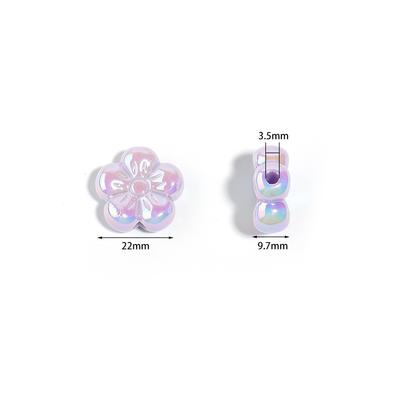 10pcs Colorful Acrylic Flower Beads Plated Color Five Petal Flower Big Hole Loose Beads For Jewelry Making DIY Bracelet Necklace