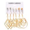 6pairs/set Women Fashion Pearl Five-pointed Star Large Circle Earrings Set