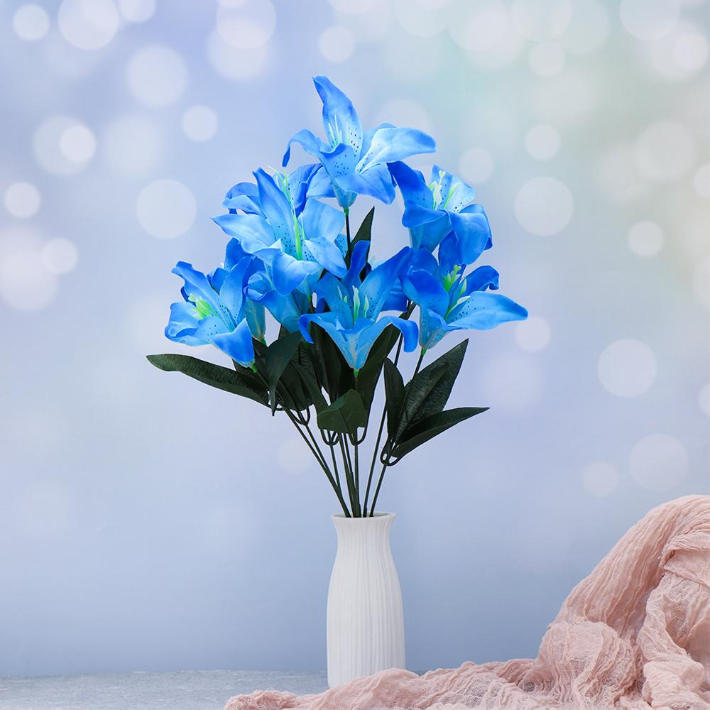 DIY Craft Colorful Home Accessories Artificial Flowers Wedding Decor Lilies Bouquet Fake Lilies