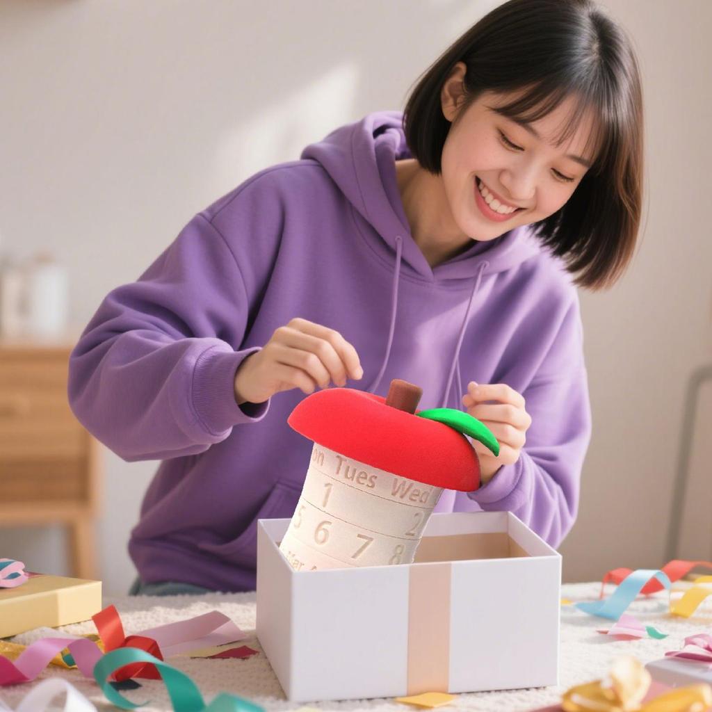 Perpetual Calendar 3D Printed Rotating Apples Calendar Creative Perpetual Calendar Desktop Decorative Ornaments Christmas Gifts