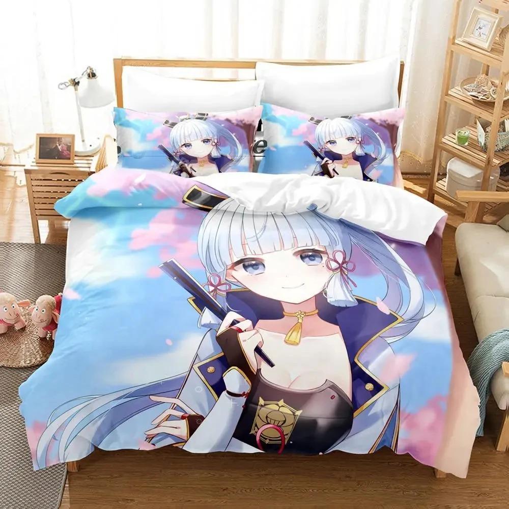 Game Genshin Impact Kamisato Ayaka Bedding Set Duvet Cover Bed Set Quilt Cover Pillowcase Comforter King Queen Size