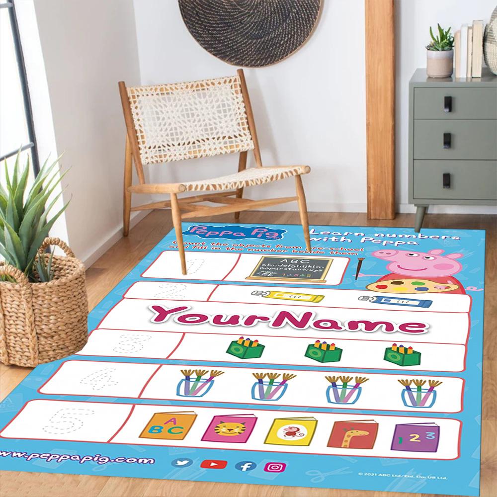 Peppa Pig Customize Your Name Carpet Design for Playrooms Kitchen Living Rooms Balcony Antislip Carpet Office home decor Wedding Party Gift