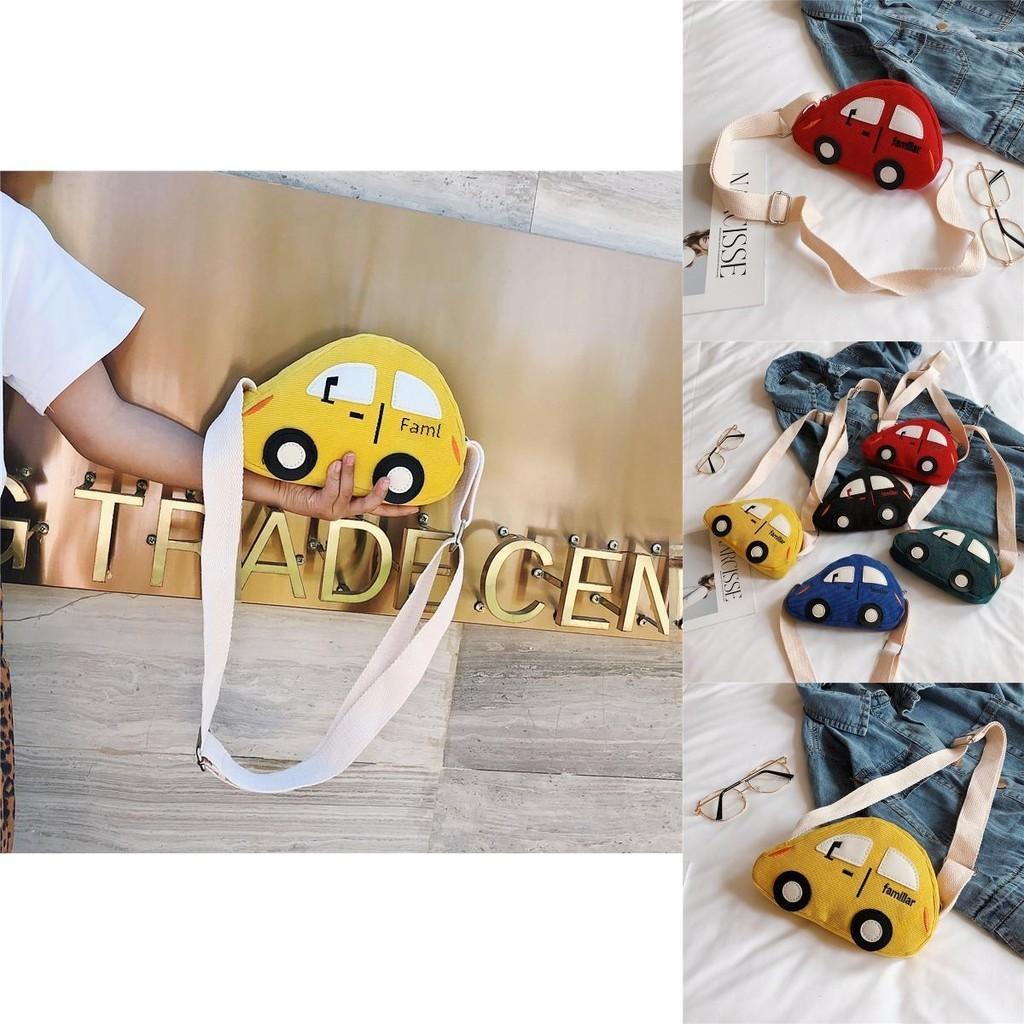 Trendy Corduroy Kids Shoulder Bag Cute Cartoon Car Mini Coin Purse For Girls