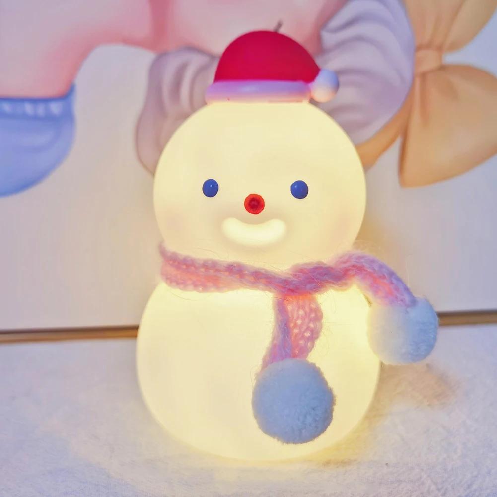Snowman Silicone Night Light for Kids Christmas Gift Soft Touch Squishy LED Night Lamp Animal Nursery Night Lights