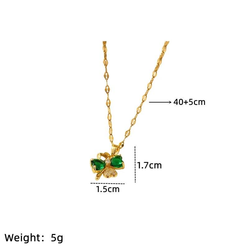 1 Pcs Luxury Cool Wind Green Gold Plated Copper Pendant With Stainless Steel Chain Combination Of Necklaces