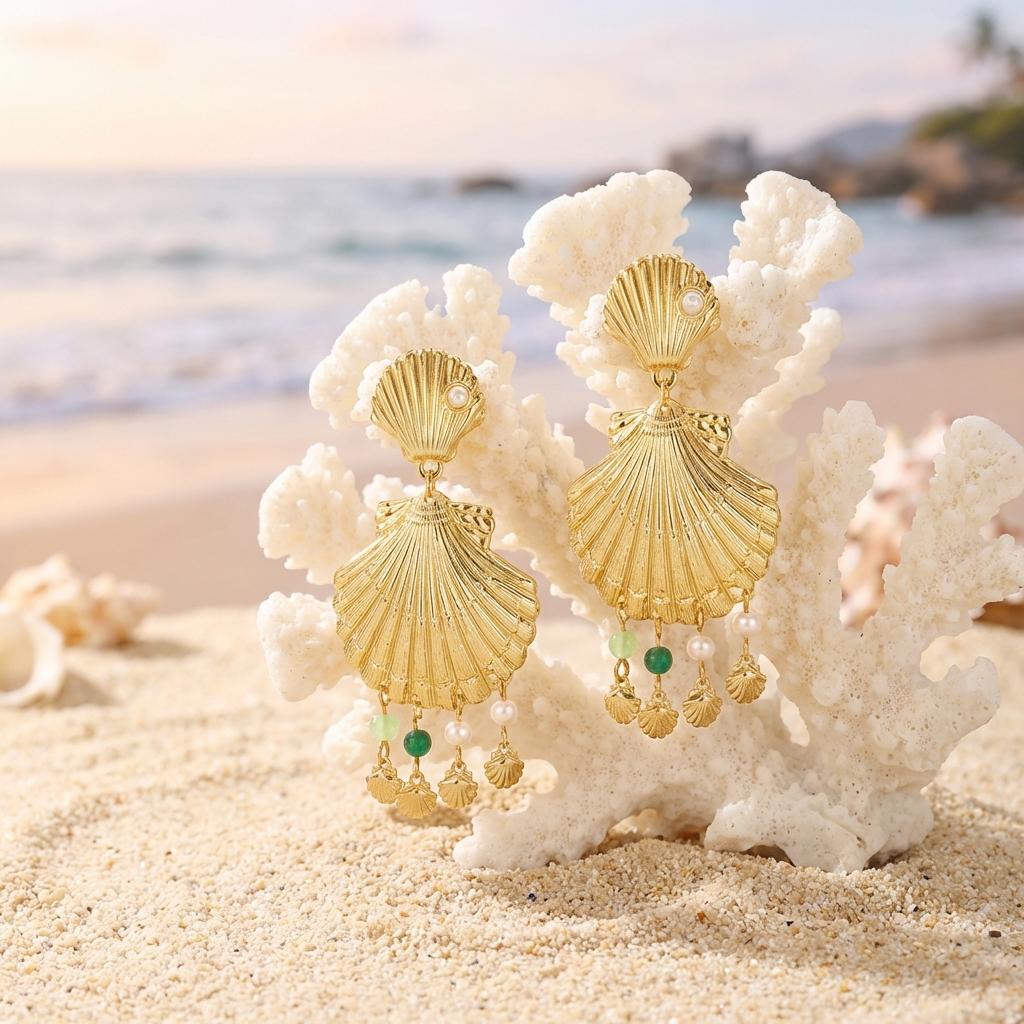 New Style Metal Seashells Tassel Drop Earrings for Women Bohemian Elegant Trendy Shell Shaped Dangle Earring Party Jewelry Gift