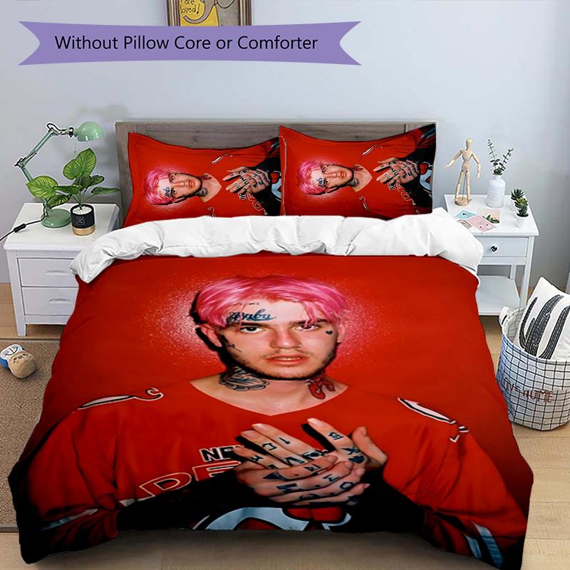 Neon Style Lil Peep 3pcs Bedding Set Duvet Cover Closure Includes 1 Duvet Cover & 2 Pillowcases for All Seasons Bedroom Home Dorm Decor