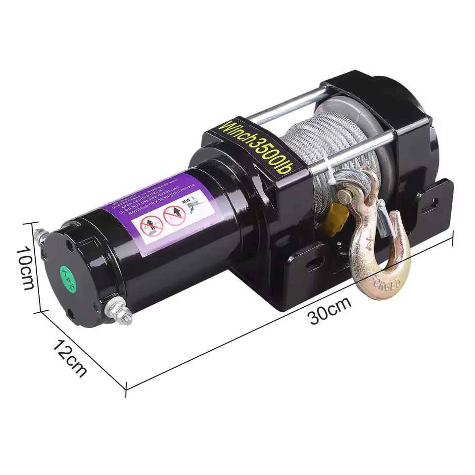 SIHAO 3500LBS Electric Winch, 12V, Synthetic Rope, IP55 Waterproof