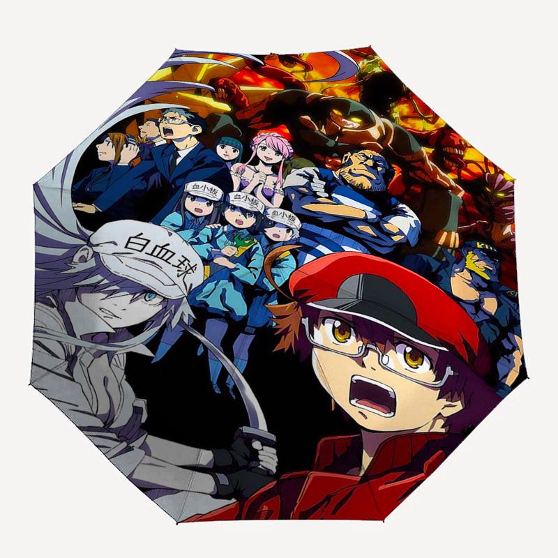 1pc Anime Characters Outdoor Umbrella - Automatic Opening/Closing - Portable 3-Fold Design - 8-Rib Iron Frame - Perfect Gift for Fans, Travelers,