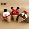 Cute Desktop Decorations for Office Handmade Crochet Christmas Ornament, Ice Cream Theme Decor, Holiday Warmth Gifts Yarn Figurine Home Decoration