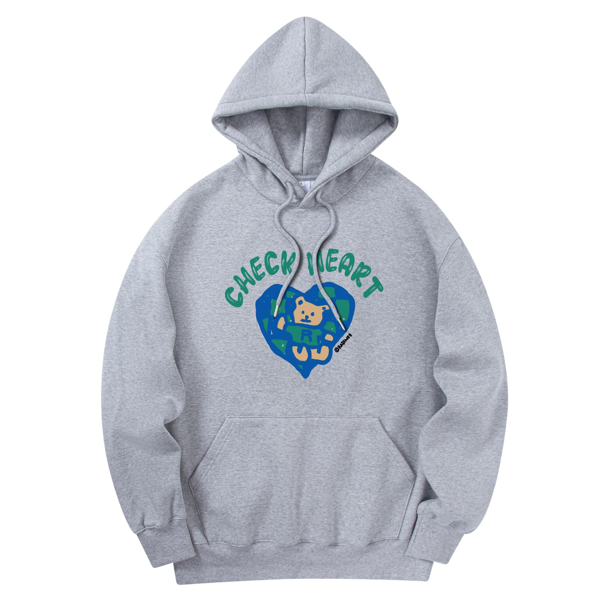 Radineo Check Heart Hoodie Gray Xl