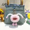 Soft Plush Keychain Sausage Mouth Creature Keychain Cartoon Fuzzy Ball Keyring Pendant Women Key Rings Decorative for Handbags Purses Backpacks