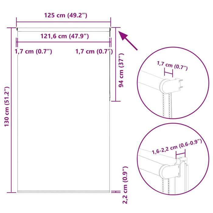 VidaXL Blackout Roller Blind Coffee 125x130cm Fabric Width, Day and Night Blind, Kitchen Blind, Blind 4010977