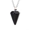 Natural Stone Crystal Cut Tapered Hexagonal Pillar Bullet Head Pendulum Necklace Pendant N631