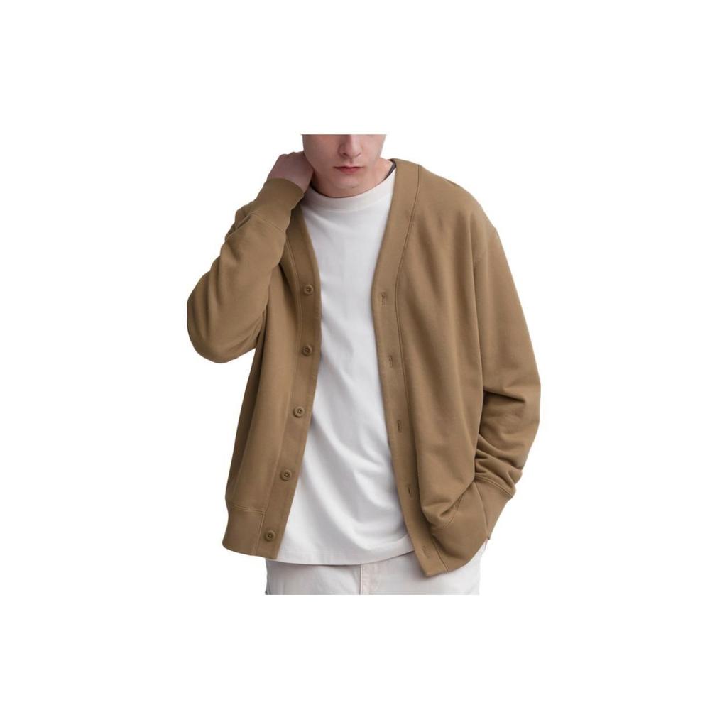 Uniqlo Casual Loose Long Sleeve Knit Sweater Unisex Tops Dark-Beige 462199-32