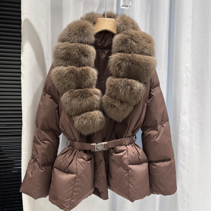 European Station Winter Light Luxury Fox Big Fur Collar Down Jacket Women's Medium and Long Waist Fashion Warm Jacket