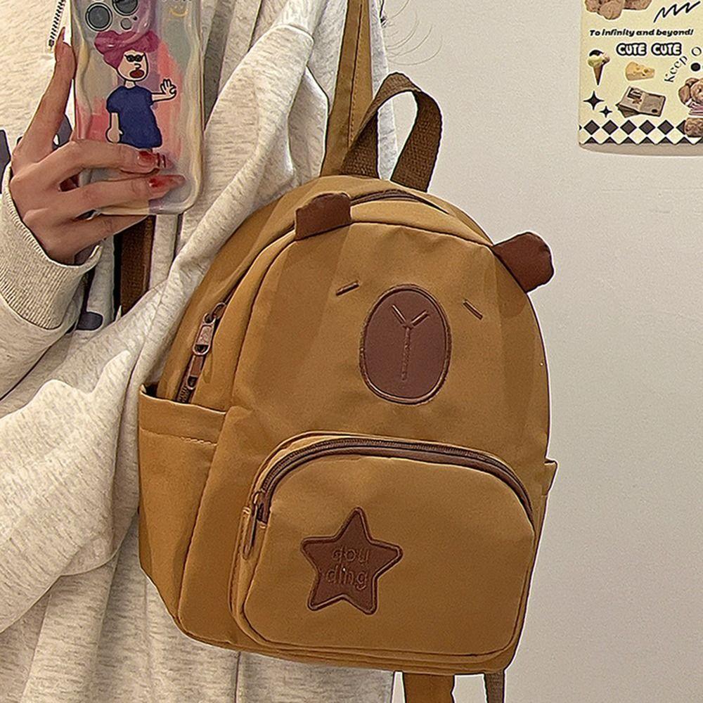 Animal Cartoon Capibala Backpack Cartoon Capybara Shoulders Bag  Daily Commute
