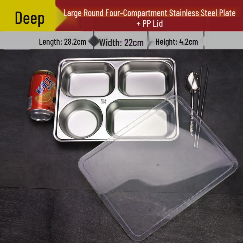 

Stainless Steel 5-Compartment Meal Tray with Lid