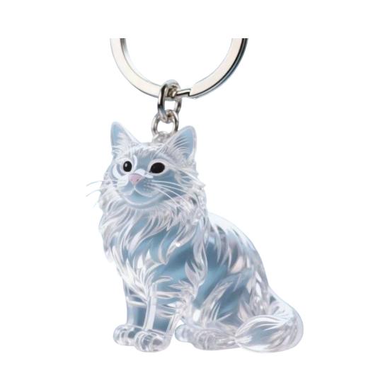 Keychain Pendant Transparent Cat Design Pet Hair Storage Box Key Chain Pet Hair Pendant Keyring Hair Storage Bottle Keychain