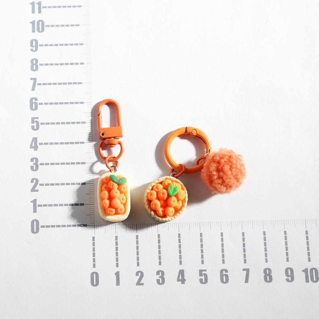 Cute Persimmon Keychain: Cartoon Orange Pom-pom Charm for Bags & Gifts