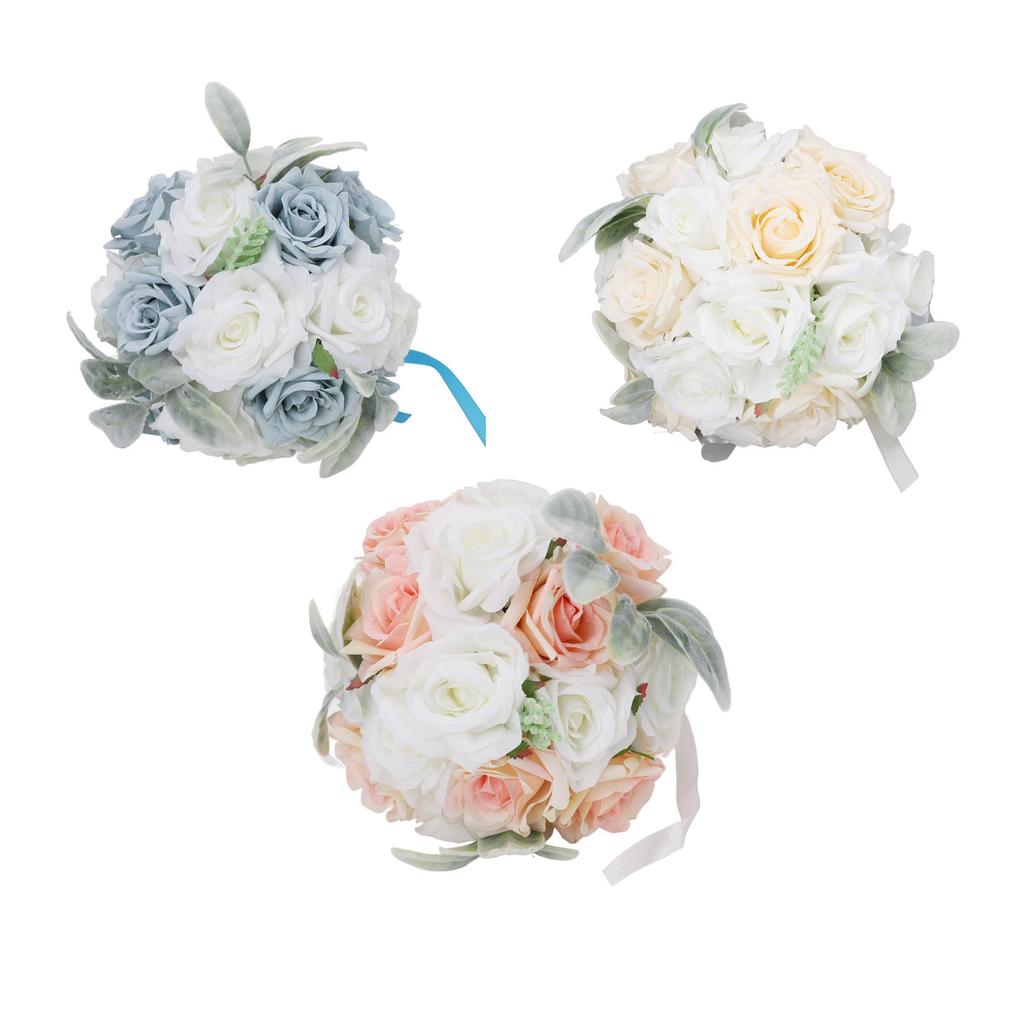 Wedding Bouquets for Bride Soft Ribbon Bridal Bridesmaid Holding Flowers Artificial Rose for Wedding