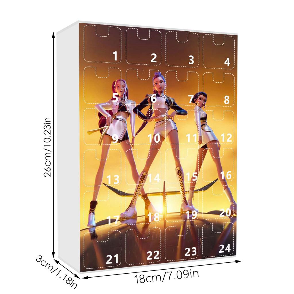 Novo Calendário do Advento Kpop Caçadores de Demônios K Pop Caçadores de Demônios Rumi Mira Zoey Tigre Contagem Regressiva de Natal Calendário do Advento Presente 24 Dias