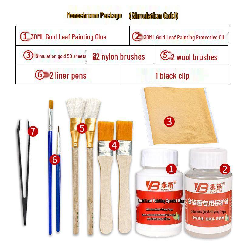 Kit Completo di Doratura con Foglia Oro e Argento per Arte Fai da Te, Artigianato e Pittura