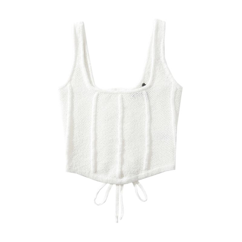 Za2025 Summer New Women clothes Versatile Slimming Sexy Navel Short Knitted Sling Sleeveless Vest Top