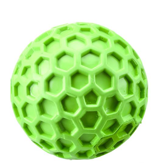 JTPAWS Indestructible Squeaky Blue Dog Ball Honeycomb Pattern Relieves Anxiety Cleans Teeth Interactive Chew Toy Aggressive