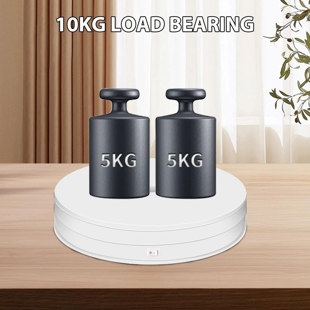 25cm 10 Inch Motorized Rotating Display Stand with RGB Light 360 Degrees Rotating Electric Potography Turntable for