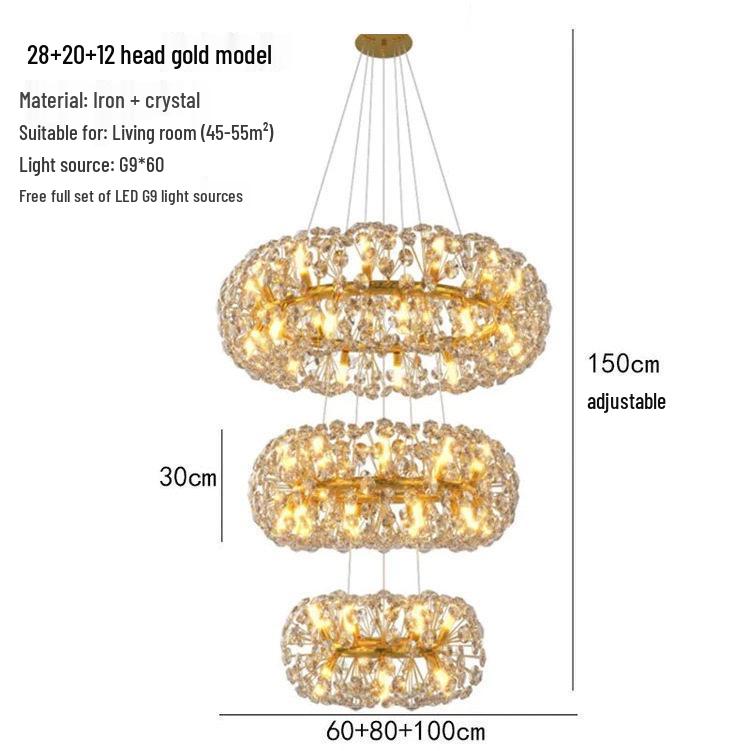 Nordic Dandelion Crystal Pendant Light for Living Room, Bedroom & Bar - Luxurious Creative Style Lighting