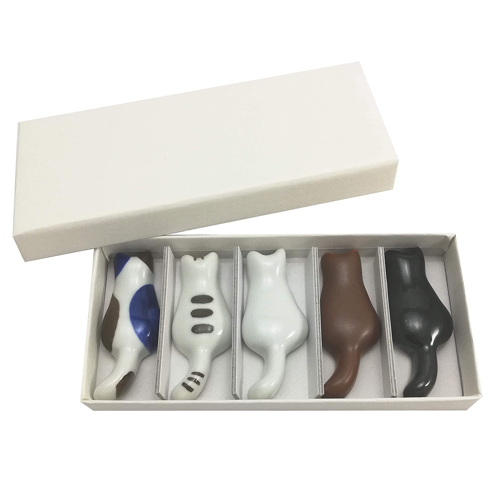 

Hasamiyaki Chopstick Rest 6cm Set of 5 Cat Made in Japan 10519 Approx.