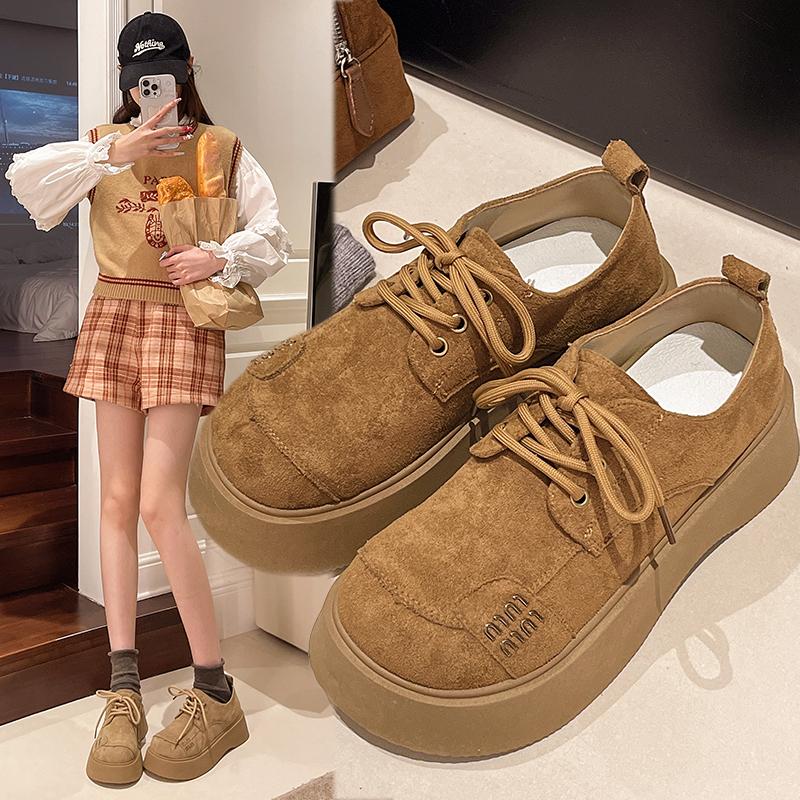 The 2025 New Autumn Retro Thick-soled Shoes Are Versatile Fashion-style Lace-up Single Shoes for Women's Casual Workwear