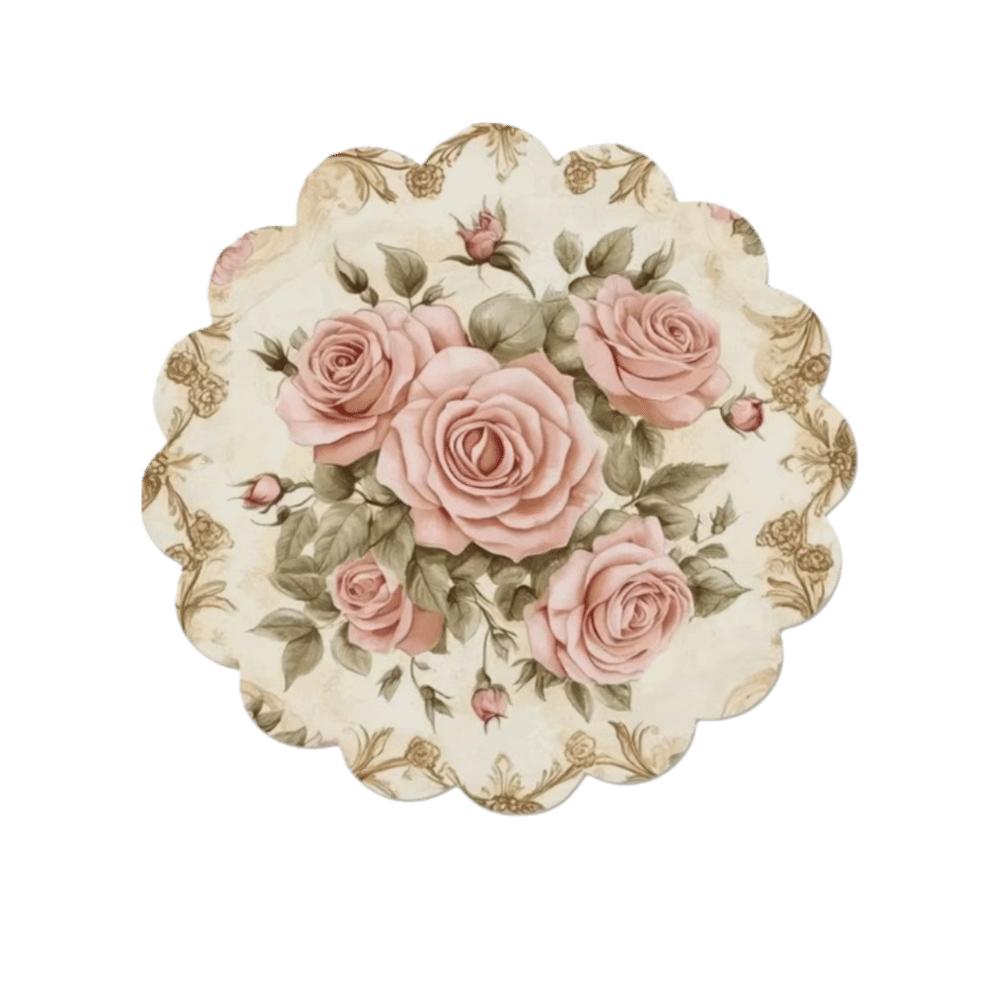 Rutschfeste Blumen-Leinen-Tischmatte Hitzebeständige Runde Esstischmatte Florale Vögel Tischuntersetzer Handwerk