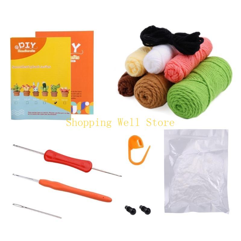 KX4B Beginners Crochet Kits, with Yarn, Crochet Hooks, Needle for DIY Crochet Craft
