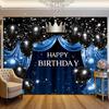 2D Blue Crown Background for Birthday Photoshoot and Video Recording