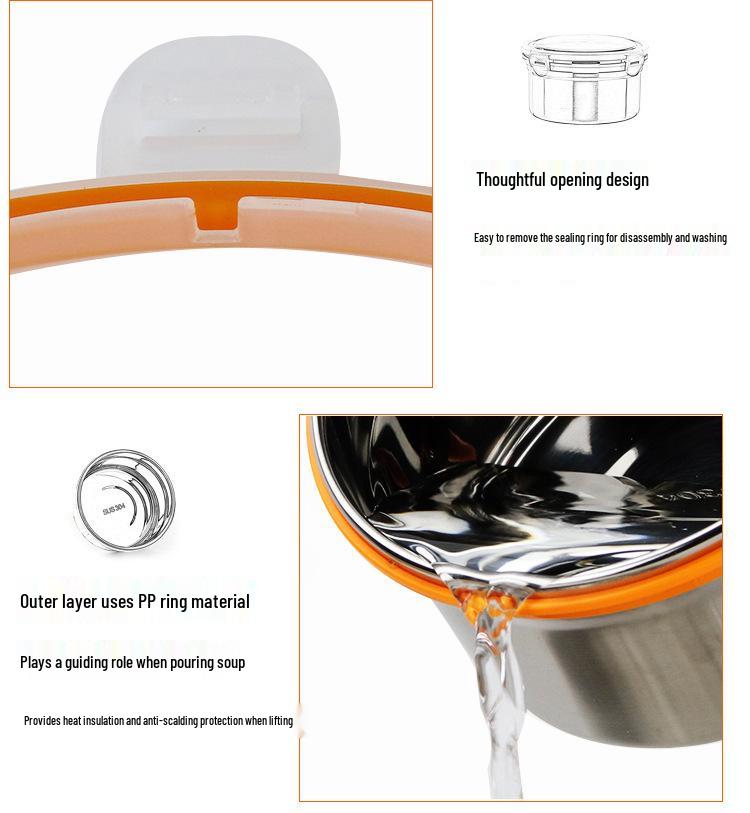 304 Stainless Steel Sealed Lunch Box & Fresh-Keeping Jar for Food Storage and Instant Noodles