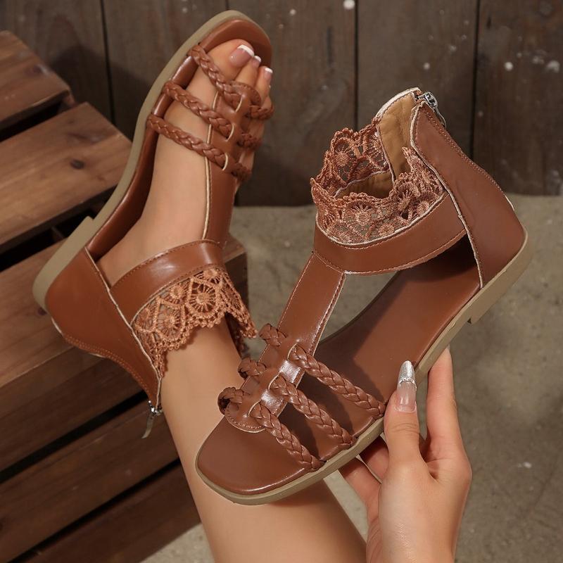 Sandali Da Donna Moda Retro Scarpe Donna 2026 Estate Nuovi Sandali Donna Pizzo Pizzo Semplici Versatili Sandali Romani da Spiaggia Donna