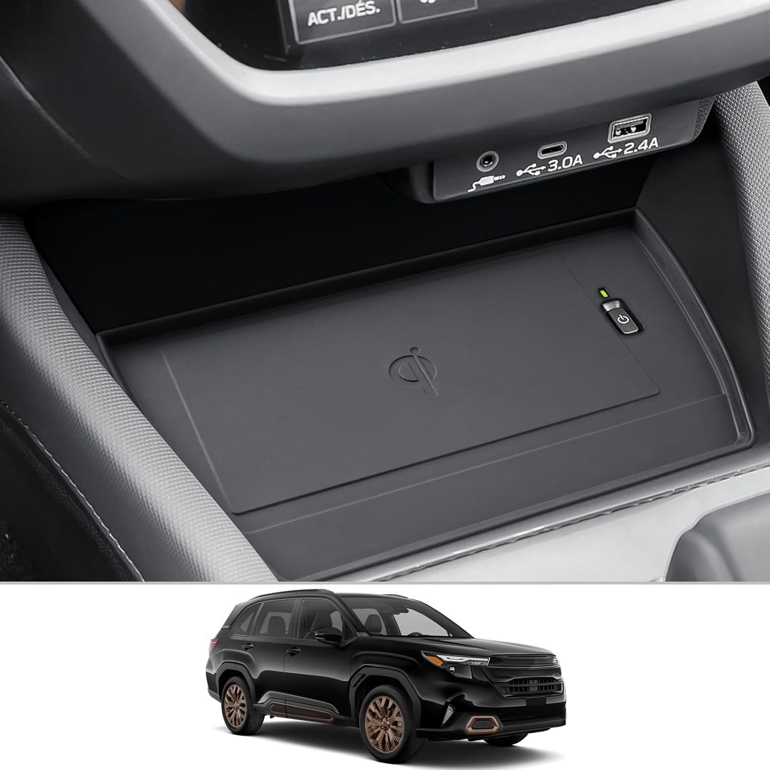 

CDEFG для 2025 2026 Subaru Forester Органайзер-чехол на центральную консоль для рычага переключения передач для 2025 2026 Subaru Forester (Премиум,Спорт,Лимитированный,Туристический) Black Wireless Charging M