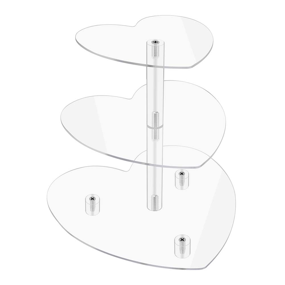 3 Tier Acrylic Cupcake Stand Heart-Shaped Dessert Display Stand Holder For Birthday Wedding Parties Decorative Supplies