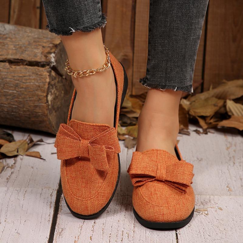 Bow Low-top Single Shoes Women's 2025 Autumn New Plus-size One-foot Loafers