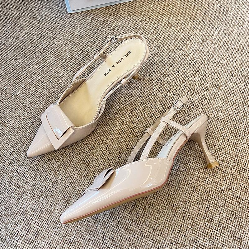 

G660-4 однословные с острым носком и пустой пяткой сандалии 2025 новый летний сексуальный юбка шпилька высокие каблуки 39 розовый