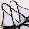 Floral Print One Piece Swimwear Deep V-Neck Women Swimsuit Cri-Cross Bathing Swimming Suit