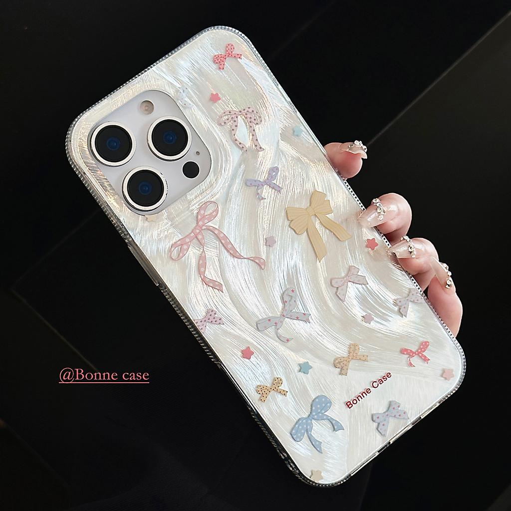Glitter Bow Phone Case for iPhone 17 16 15 14 13 Pro Max, Cute Rhinestone Bowknot Shockproof Cover, Aesthetic Girly Protective Case