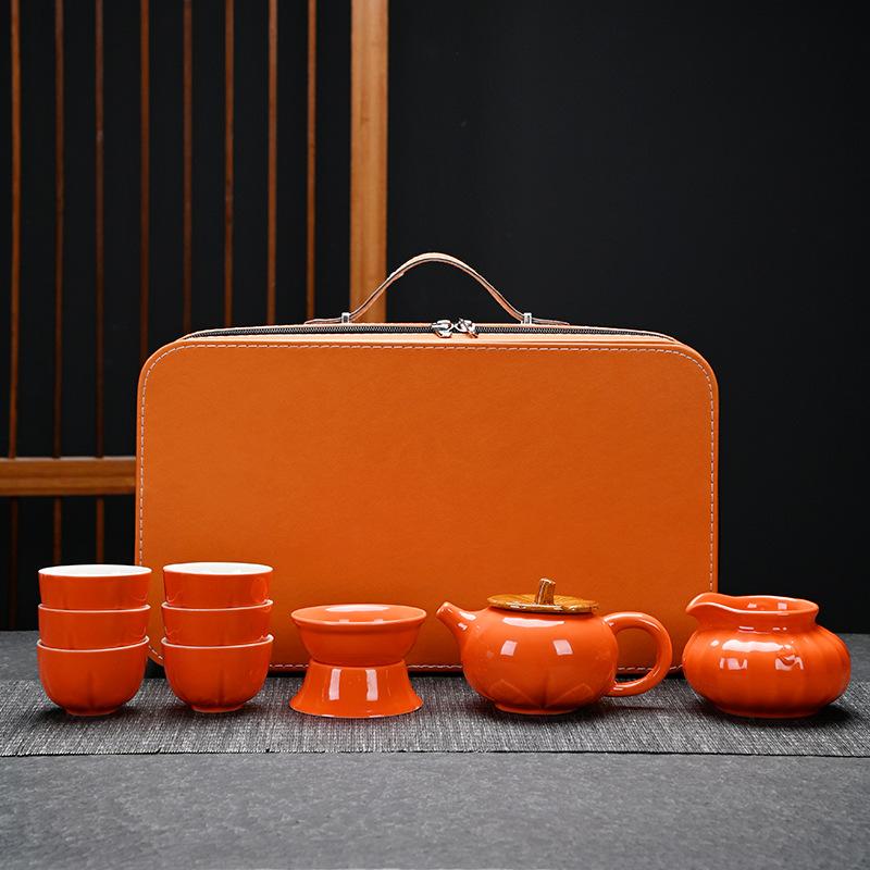 Creative Things Persimmon Ruyi Kung Fu Tea Set Gift Box Teapot Tea Can Company Business Wedding Gift